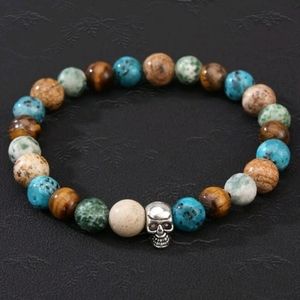 Natural stone skull stretch bracelet NEW